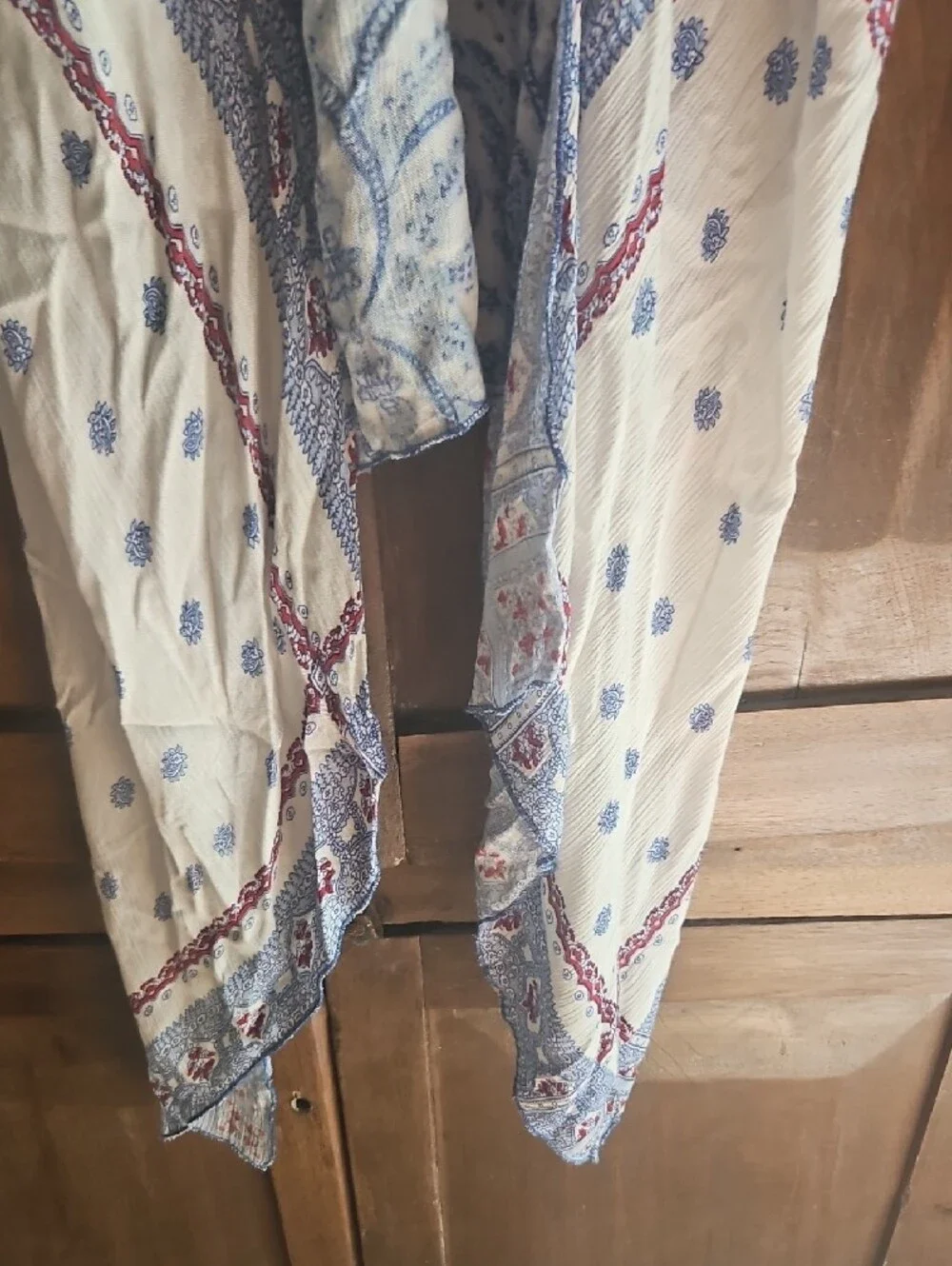 Free People Red & Blue Paisley Draped Kimono